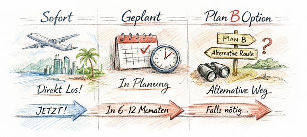Strategische Zeitachsen-Skizze Panama: Sofort, Geplant, Plan B Option